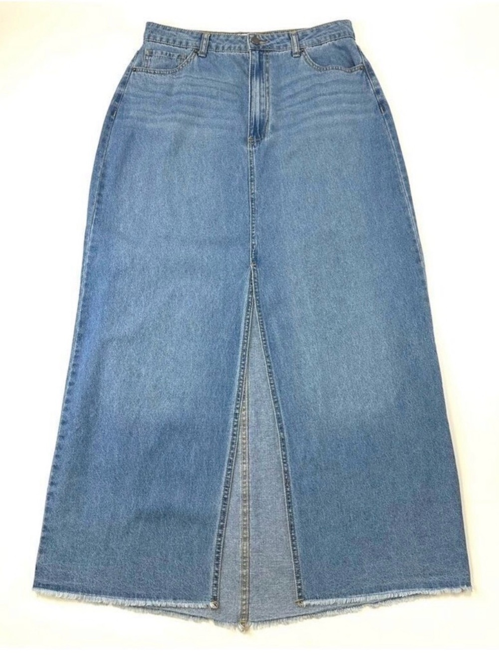 And Now This cotton denim split front maxi skirt Size 14 summer jean skirt